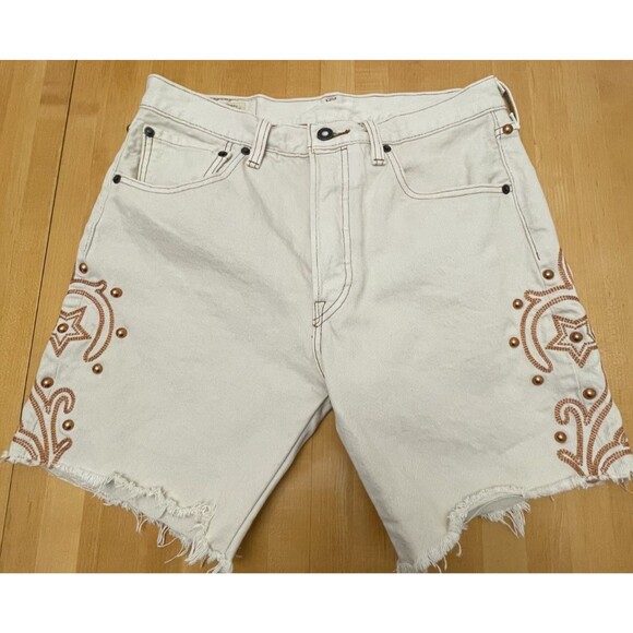 Levi’s Gay Pride Shorts Button Fly Stitching & Embellished Off-white 31” - Picture 7 of 16